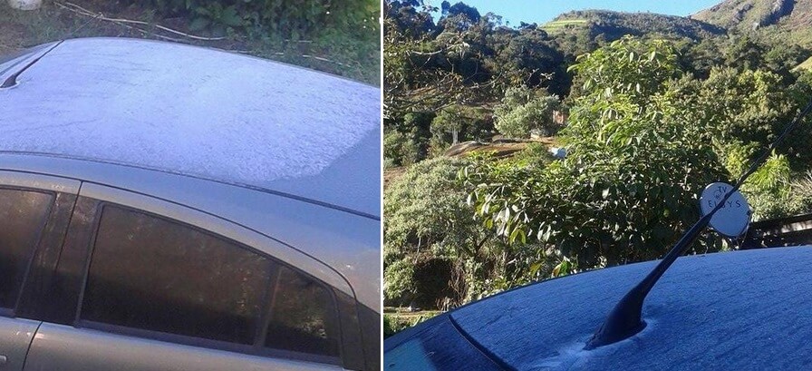 carro com fina camada de gelo